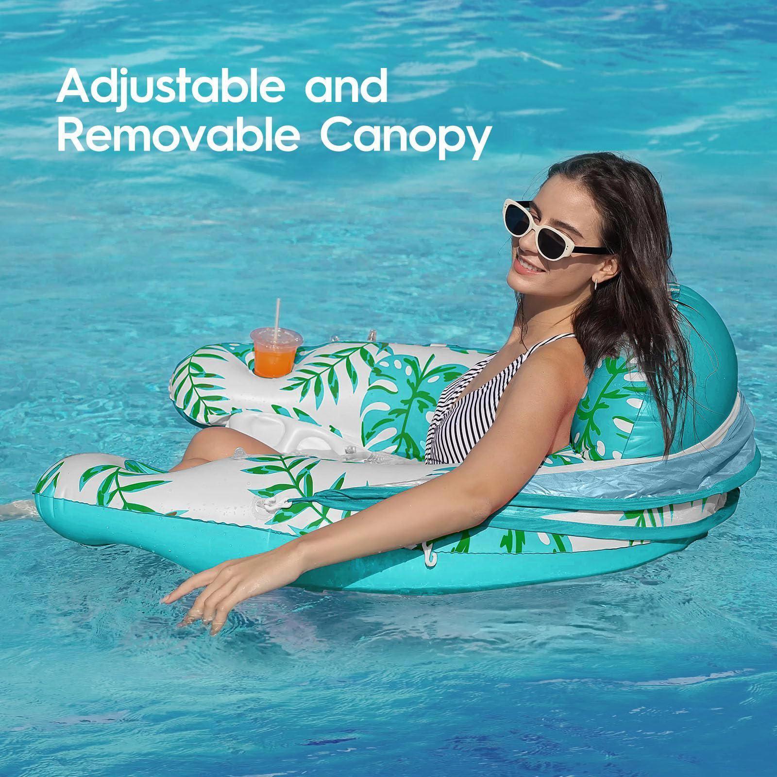 Comfortable Inflatable Pool Float with Canopy